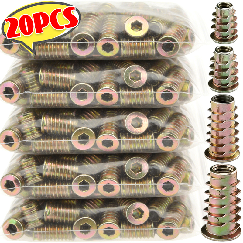 20/40Pcs Threaded Inserts Zinc - Furniture Hardware Threaded Inserts recension och pris