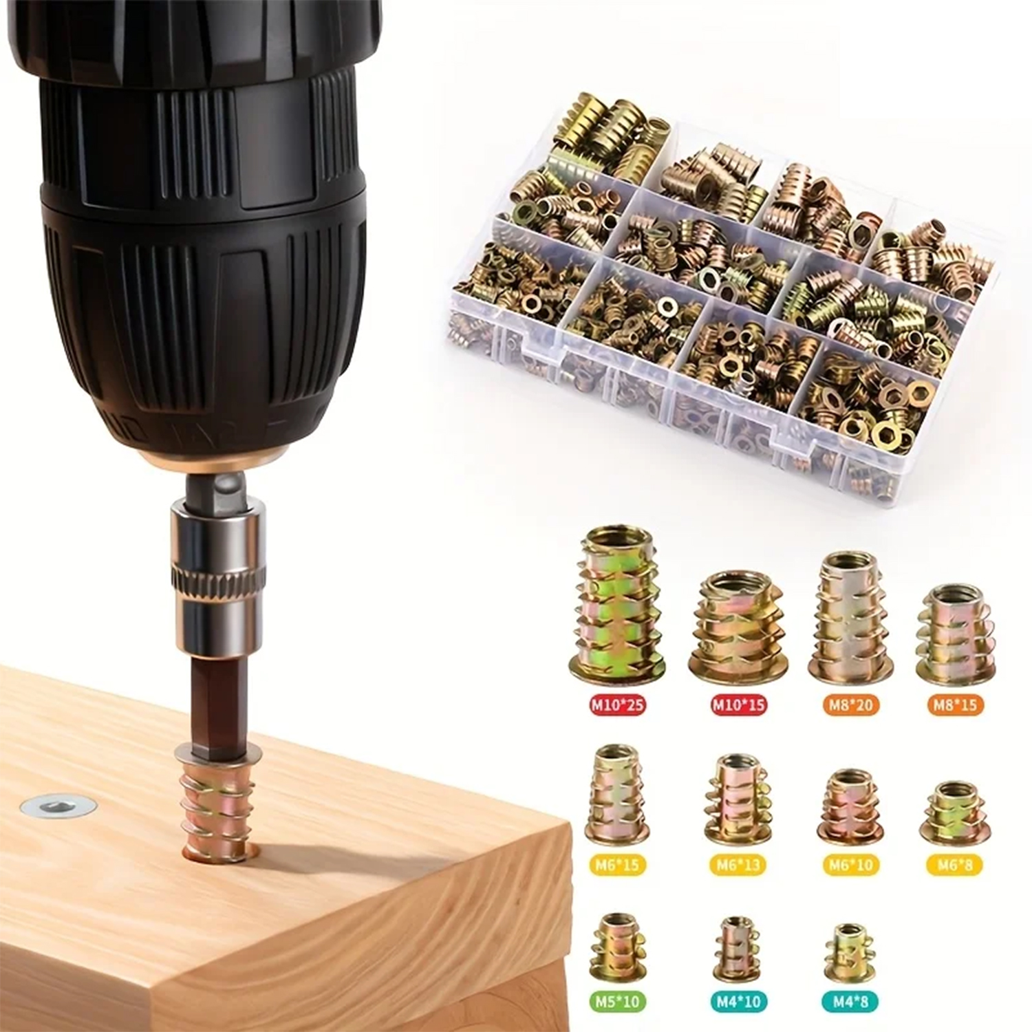100-Pack M4/M5/M6 Threaded Ins - Furniture Hardware Threaded Inserts recension och pris
