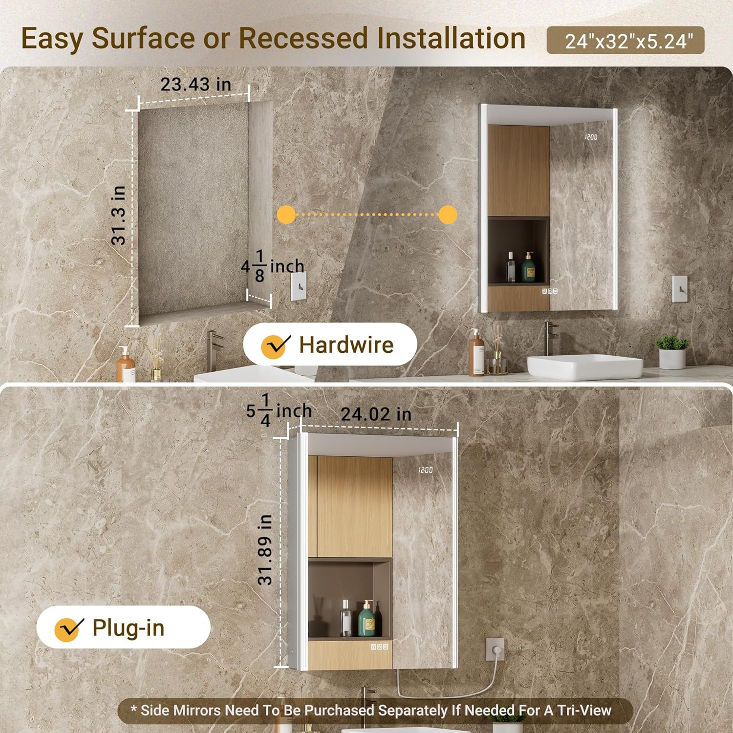 24x32 LED Medicine Cabinet Mir - Soft Close Hinge recension och pris