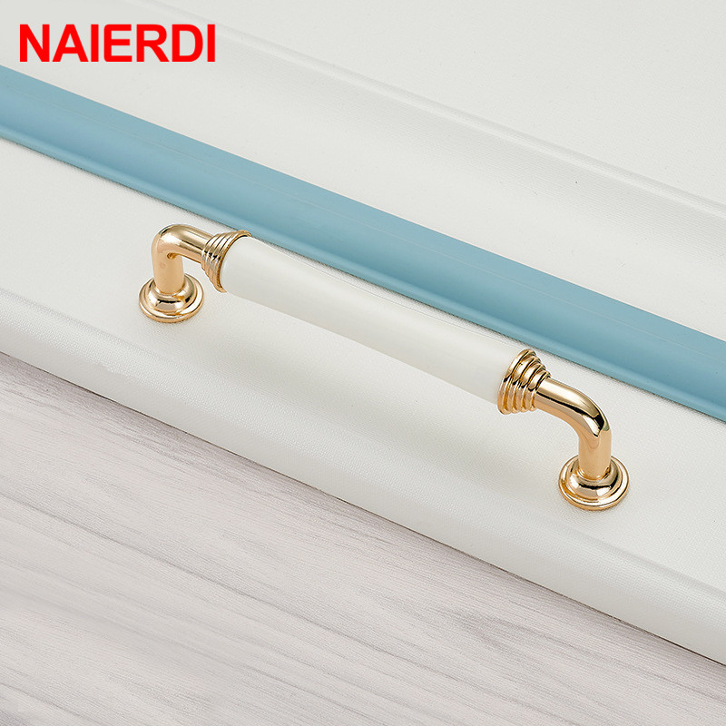 NAIERDI Gold White Creamic Cab - Drawer Pull Gold recension och pris