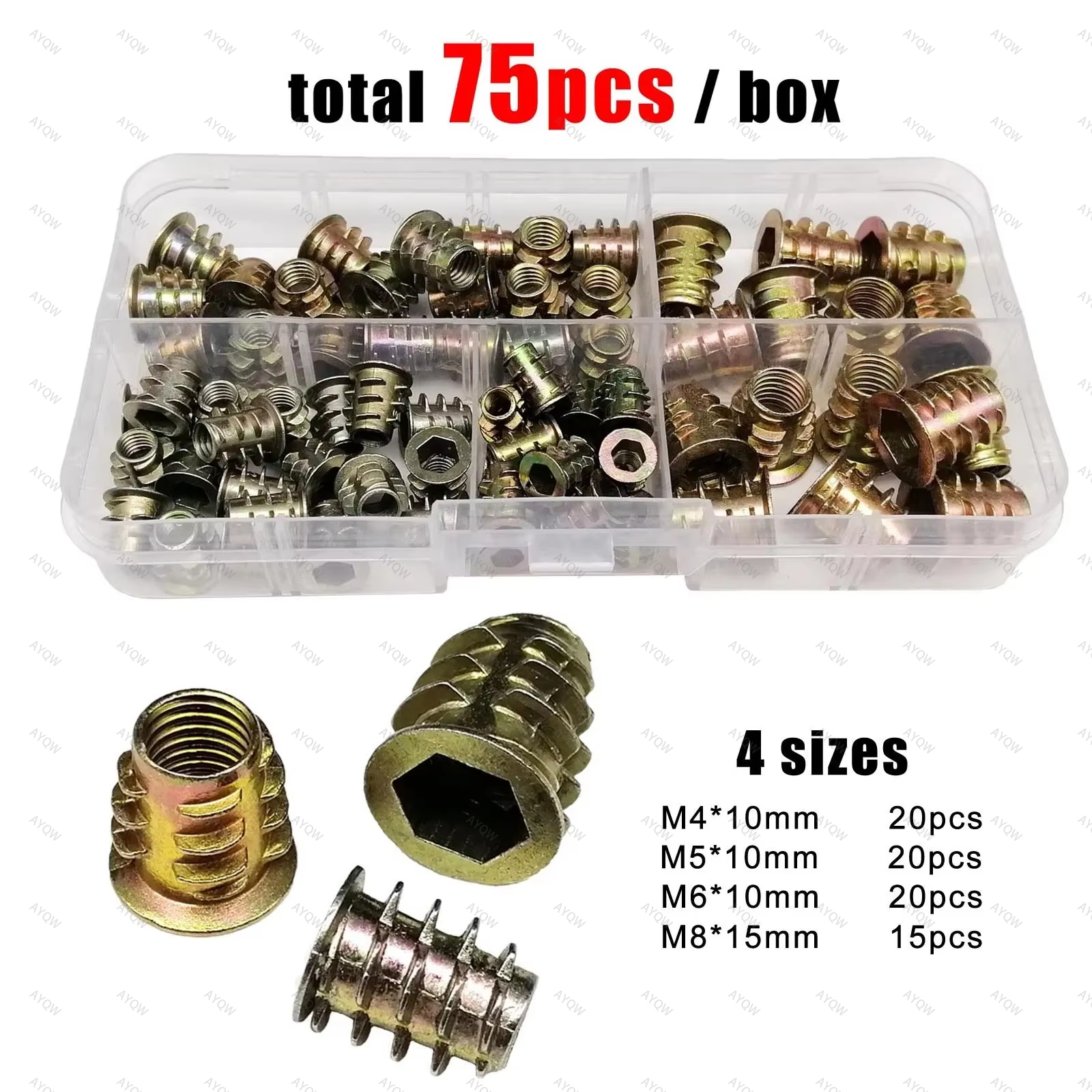 75-Piece M4M5M6M8 Threaded Ins - Furniture Hardware Threaded Inserts recension och pris